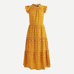J. Crew tiered cotton voile sunflower dress with flutter sleeves